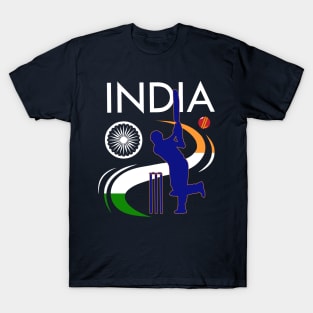 India Cricket With Indian Flag Brush Stroke T-Shirt